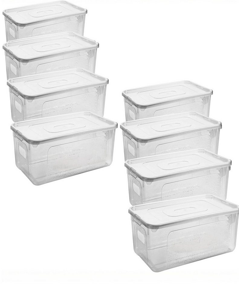 Centi Aufbewahrungsbox TORONTO – 17 Liter Transparent mit Strukturdesign (8er-Set) von Centi
