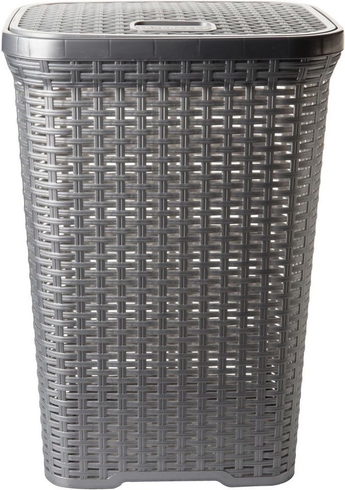 Centi Wäschetruhe VARESE Wäschekorb 60L mit Deckel (1 St), stabile Aufbewahrungsbox in Grau, 63x43x34cm von Centi