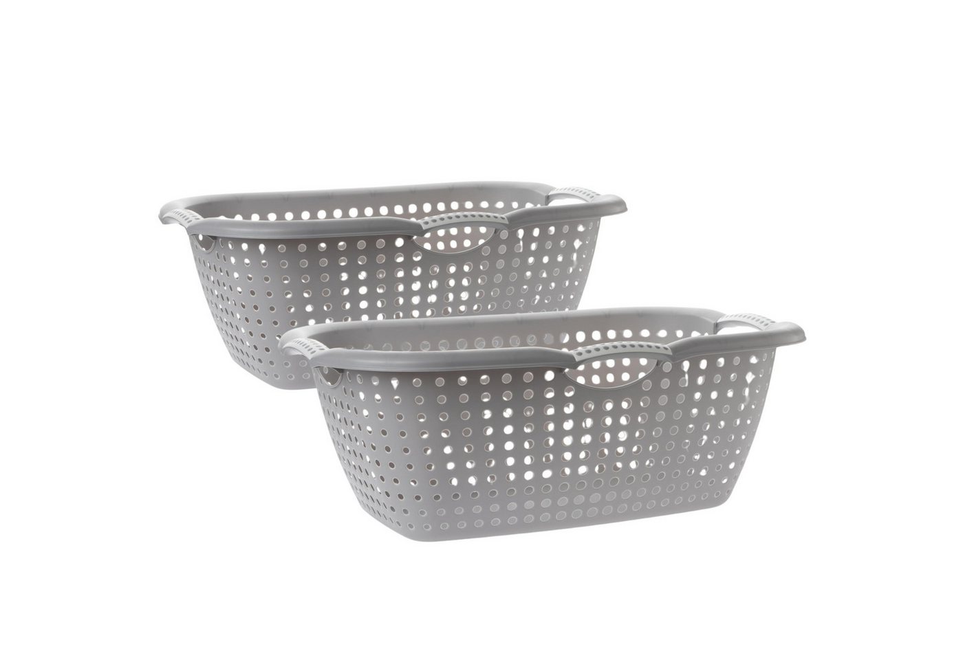 Centi Wäschewanne Ergonomische Wäschewanne mit Griffen grau (2er-Set), Waschschüssel mit Griffen von Centi