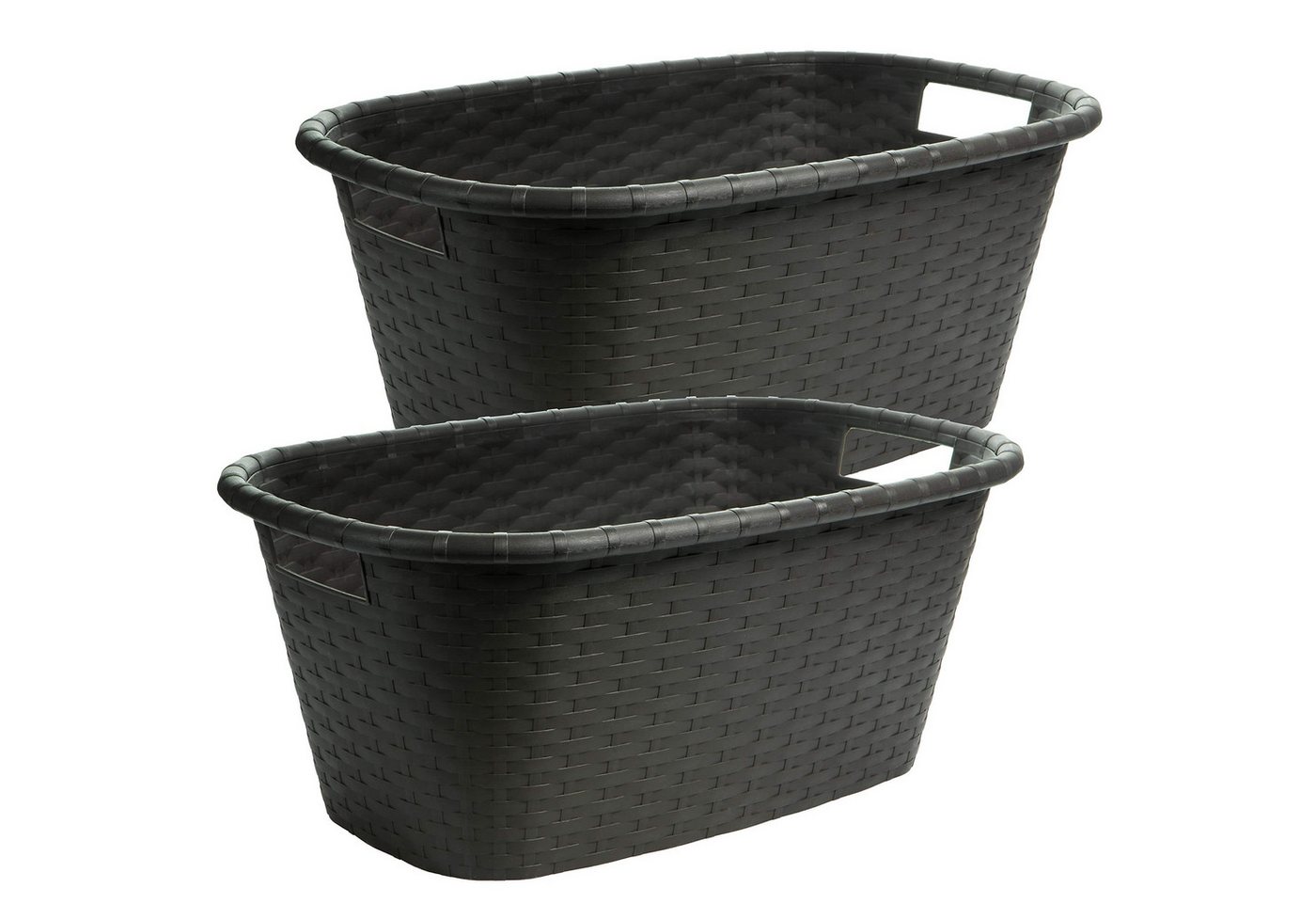 Centi Wäschewanne Ergonomische Wäschewanne mit Griffen grau (2er-Set), Waschschüssel mit Griffen von Centi