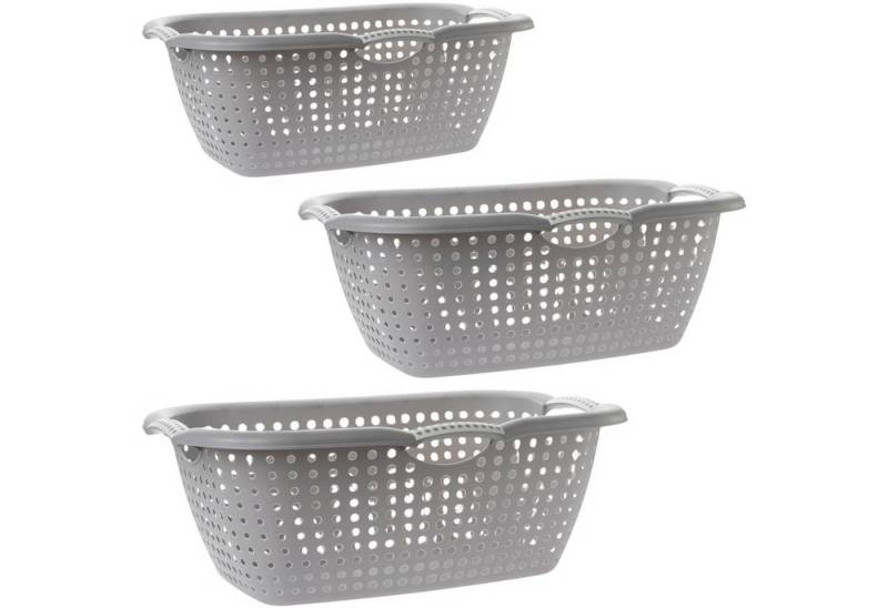 Centi Wäschewanne Geräumige Wäschewanne mit Griffen, grau 3er-Set (3er-Set), Waschschüssel mit Griffen von Centi
