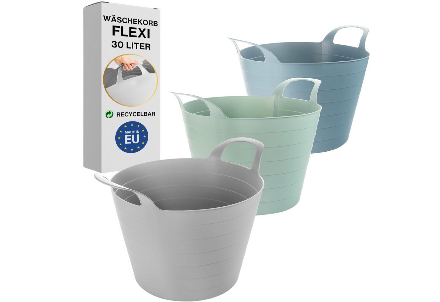 Centi Wäschewanne Geräumige Wäschewanne mit Griffen für Haushalt (2er-Set), Waschschüssel mit Griffen von Centi