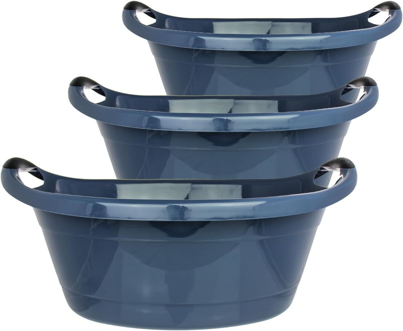 Centi Wäschewanne ISOLA 25 Liter Wäschekorb (3er-Set), Waschschüssel mit Griffen von Centi