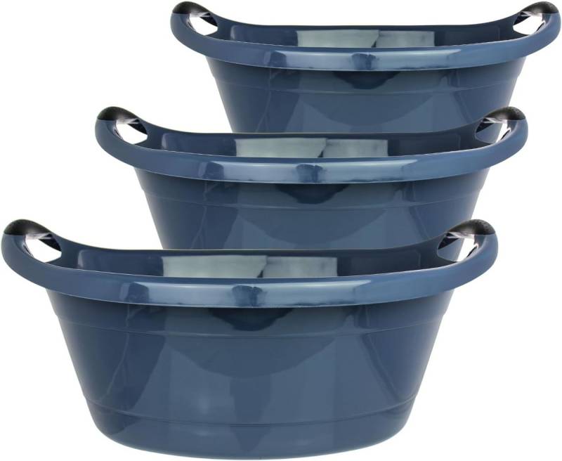 Centi Wäschewanne ISOLA 25 Liter Wäschekorb (3er-Set), Waschschüssel mit Griffen von Centi