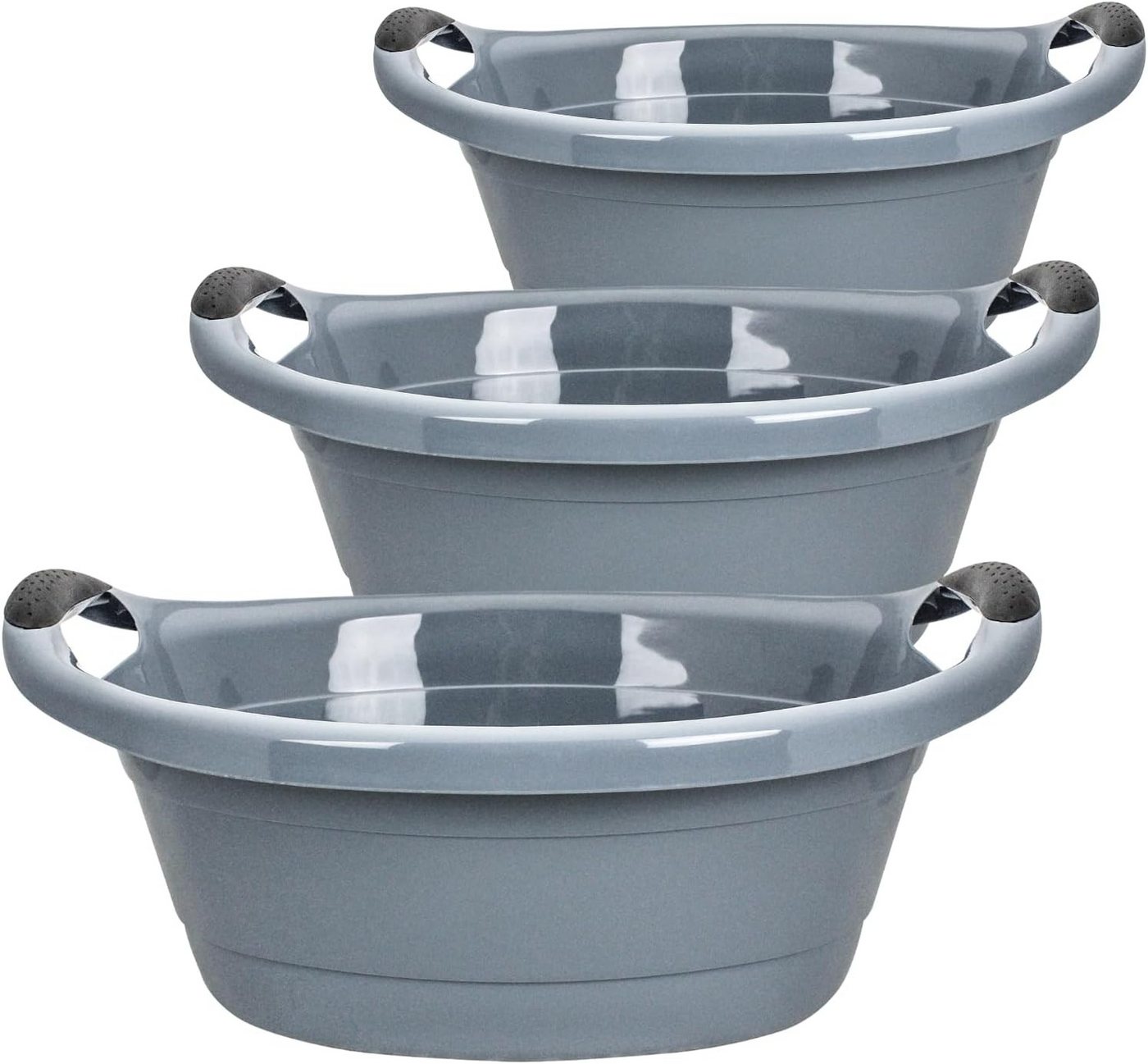 Centi Wäschewanne ISOLA 25 Liter Wäschekorbe (3er-Set), Waschschüssel mit Griffen von Centi