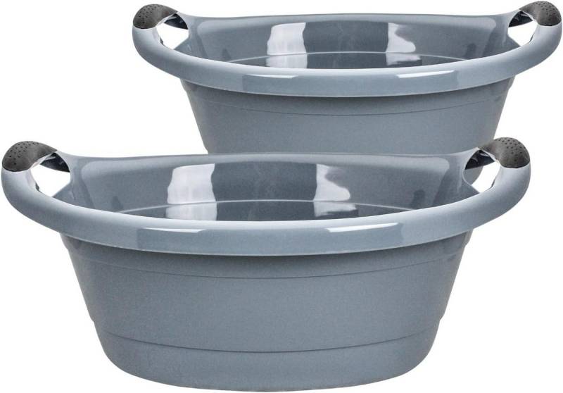 Centi Wäschewanne Wäschekorb 25 Liter (2er-Set), Waschschüssel mit Griffen von Centi