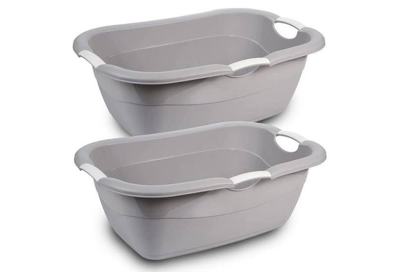Centi Wäschewanne Wäschewanne mit Griffen, stabil und geräumig (2er-Set), Waschschüssel mit Griffen von Centi