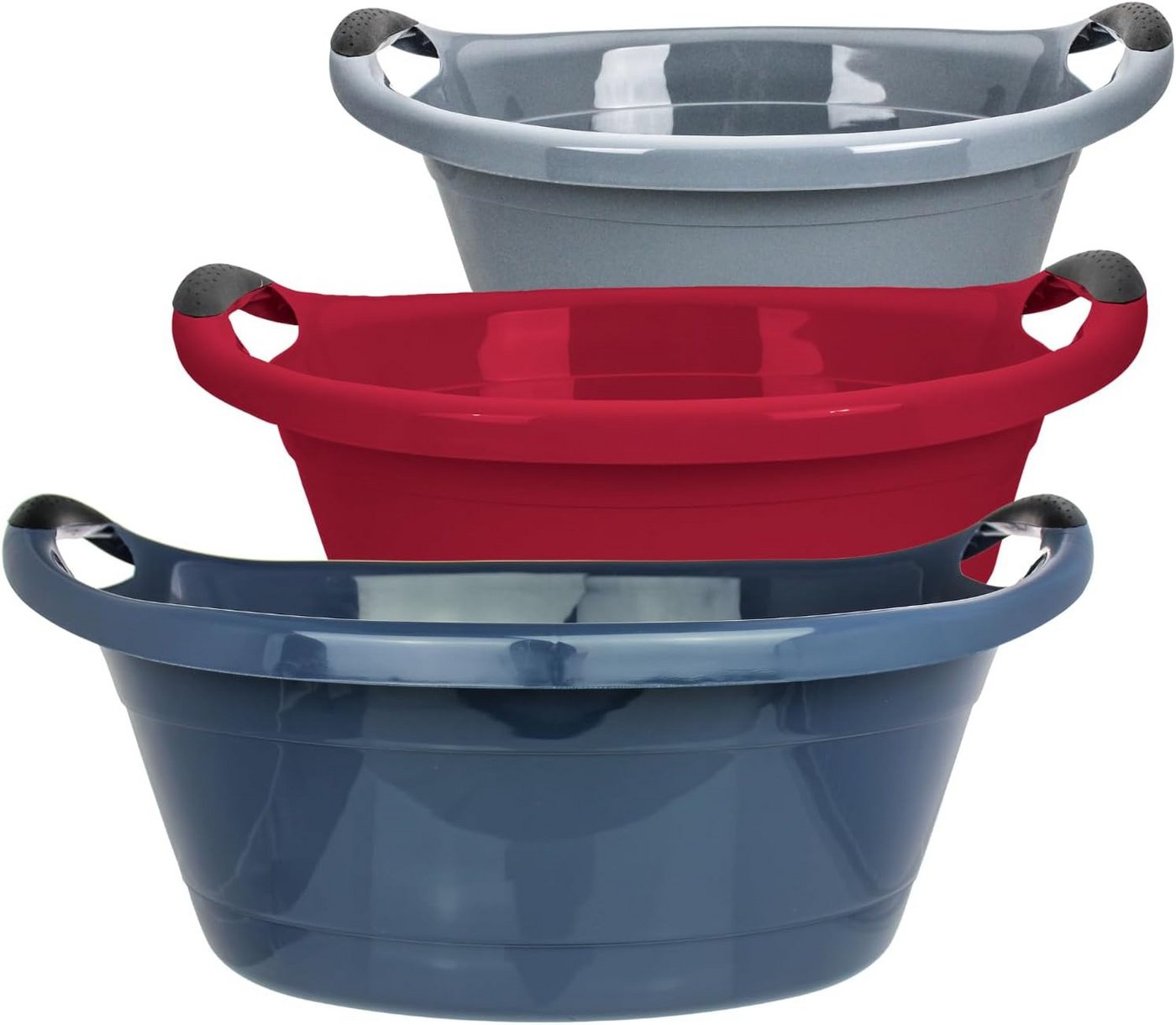 Centi Wäschewanne Wanne PAVIA 15 Liter 3er-Set (3er-Set), Waschschüssel mit Griffen von Centi