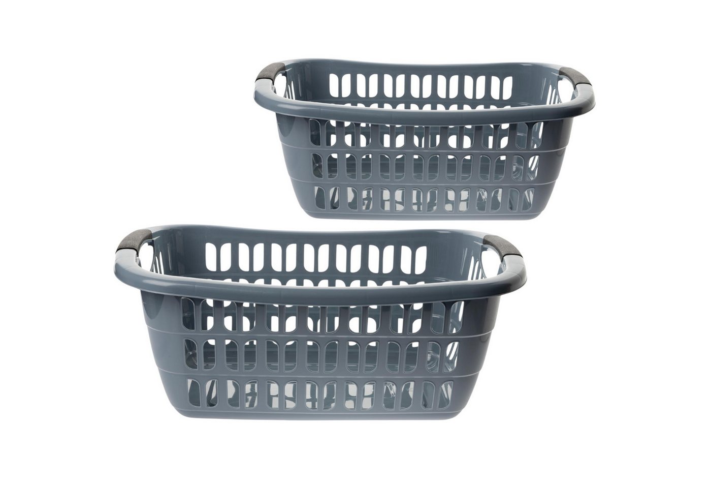 Centi Wäschewanne XL Wäschekorb grau mit Griffen vielseitig 2er-Set (2er-Set), Waschschüssel mit Griffen von Centi
