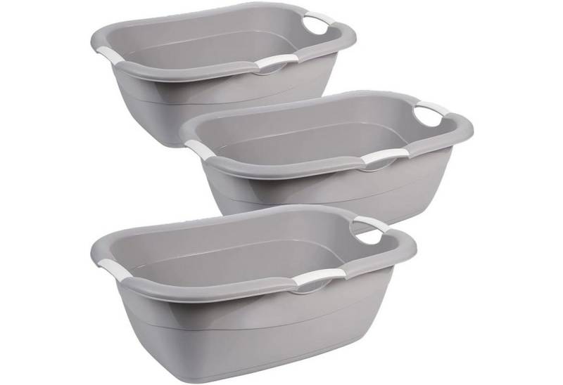Centi Wäschewanne XXL Wäschewanne robust ergonomisch 38L (3er-Set), Waschschüssel mit Griffen von Centi