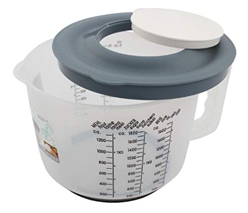 Messbecher Mixbecher mit Handgriff 2 Liter Skala Deckel und Spritzschutzdeckel Farbauswahl, Farbe:Grau von Centi