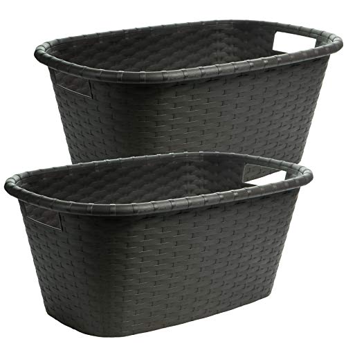 Stylish & Smart: 2er Set Ergonomische Wäschewanne 60x40x25cm, 35 Liter in Flechtoptik! von Centi