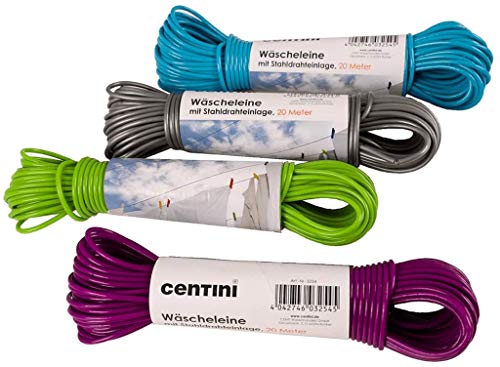 Wäscheleine 20 m, PVC mit Stahldrahteinlage,Leine Spannleine von Centini