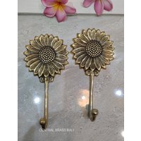 2x Goldene Vintage Große Sunflower Wandhaken Garderobe Messing Old Style 16, 5 cm Wandmontage Hand Gegossen 6, 49 "Zoll, Wand Tür Haken von CentralBrassBali