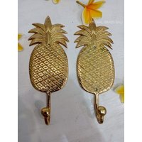 2x Große Goldene Ananas Kleiderhaken Messing Old Style 22 cm Wand Hand Gegossen 20 cm, Tür Haken, Handtuchhaken Messing, Geschenk von CentralBrassBali