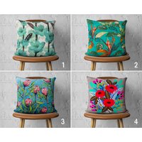 Blumen Malerei Dekokissen Fall, Kissenbezug, Türkis Blau Sommer Dekor, Jede Größe Kissen, Schlafzimmer 16x16 von CentralHomeStore