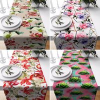 Florale Tischläufer, Blumen & Apfelbaum Tischdecke, Frühling Küchenläufer, Jede Größe Läufer, Esszimmer Dekor, Individueller Tischläufer von CentralHomeStore
