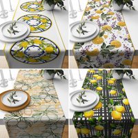 Gelbe Zitrus Blumentischläufer, Zitrone Küchenläufer, Sommer Trend Tischdecke, Küchen Tisch Dekor, Benutzerdefinierte Tischläufer von CentralHomeStore