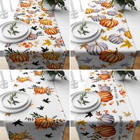 Herbst Kürbis Tischläufer, Küche Floral Tischdecke, Jede Größe Läufer, Heimtextilien Dekor, Tischläufer Nach Maß von CentralHomeStore