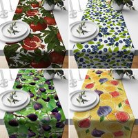 Obst Tischläufer, Feigen Küchenläufer, Bunte Sommer Tischdecke, Blumen Küchendekor, Jeder Größe Läufer, Esszimmer Dekor von CentralHomeStore