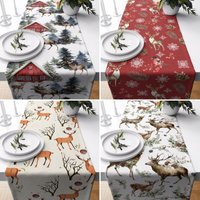 Rentier Läufer, Winter Küche Tischläufer, Neujahr Dekor, Weihnachtsgeschenk, Küchentextilien, Bauernhaus & Hütte Mittelstück Läufer von CentralHomeStore