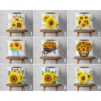 Sonnenblumen Kissenbezug, Gelb & Weiß Blumen Aquarell Dekor, Jede Größe Kissen, Sommer Handgemachtes Kissen von CentralHomeStore