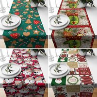 Weihnachtstischläufer, Candy & Santa Läufer, Rot Küchendekor, Esszimmerdekor, Neujahrsgeschenk, Esszimmertischläufer von CentralHomeStore