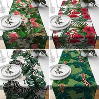 Wildtiere Tischläufer, Leopard & Zebra Küchenläufer, Natur Tischdecken, Giraffe Und Flamingo Dekor, Tischläufer Jeder Größe von CentralHomeStore