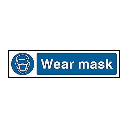 Centurion 5002 Wear Mask Schild - Gesundheit & Sicherheit - selbstklebend PVC 200mm x 50mm, weiß, 200 x 50 mm von Centurion