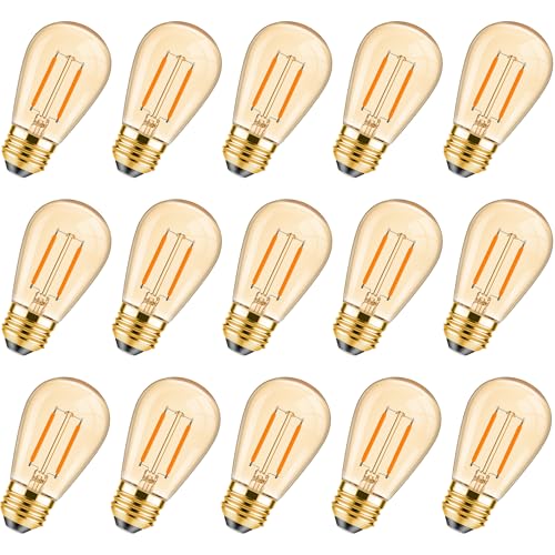 Century Light S14 Edison Vintage-1W LED-Glühlampe,Mittel Schraube E27 2200K, CRI 90+ (1W, 15 Pack) von Century Light