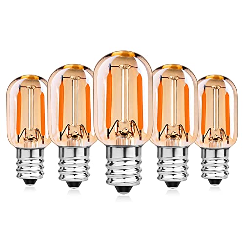 1W E14 LED Glühbirnen T22 Mini-Röhrenbirne ersetzt 10W Kühlschranklampe Vintage Kerze Glühfaden Extra Warmweiß 2200K Nachtlichtbirne 360° Abstrahlwinkel 230V, 110lm, Nicht dimmbar, 5 Stück von Century Light