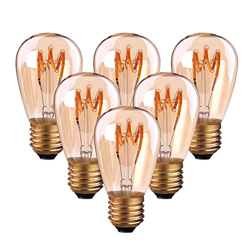 Century Light 6er-Pack E27 Vintage Led Glühbirne 2W Kerze Filament Ersatzt 20W 150lm 2200K extra warmweiß 360° 230V,Spirale Leuchtmittel, nicht dimmbar von Century Light