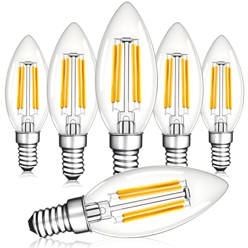 Century Light Dimmbar E14 LED Kerze Birne 40W Ersatz,4W 550LM Classic Kerzenlampe für Kronleuchter,2700K Warmweiß C35 Vintage Filament Leuchtmittel,230V,6er Pack Century Light Dimmbar E14 LED Kerze Birne 40W Ersatz,4W 550LM Classic Kerzenlampe für Kronleuchter,2700K Warmweiß C35 Vintage Filament Leuchtmittel,230V,6er Pack von Century Light
