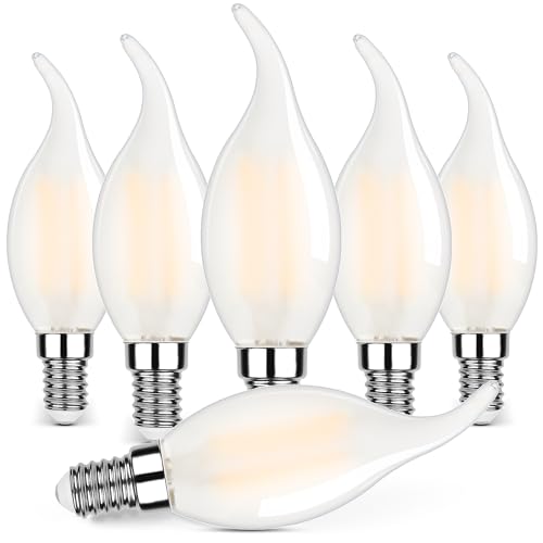 Century Light Dimmbar E14 LED Warmweiss Vintage Glühbirne, 6W 806Lumen Dekoratives Kerzenform Lampe Ersetzt 60 Watt Glühlampen, 2700k Warmweiß für Tägliche Beleuchtung.CRI>80+,6 Stück von Century Light