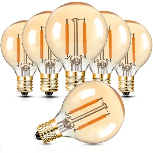 Century Light G40 E14 LED Vintage Lampe 1W Äquivalent 15 Watt Glühbirne, warmweiss 2000K, Golfball, Amber Glas AC220V-240V, 6 Stück von Century Light