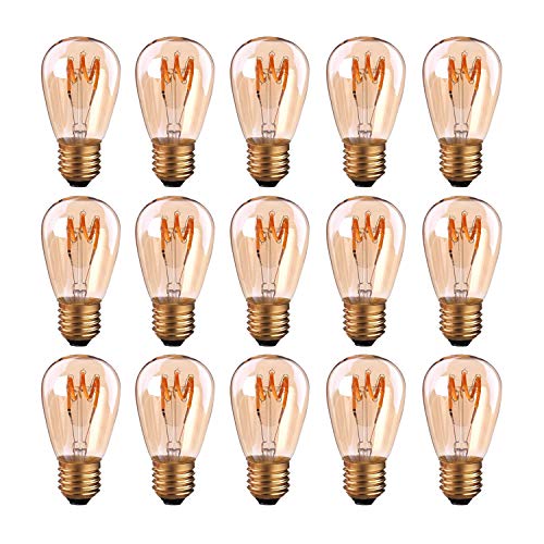 Century Light S14 Edison Vintage 2W LED-Glühlampe = 20 Watt Lampe Warmweiss 2200K, Mittel Schraube E27 (2W, 15 Pack) von Century Light
