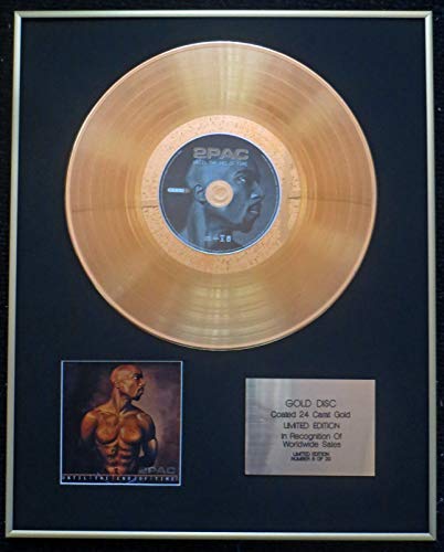 Century Presentations -- 2Pac (Tupac Shakur) – Exklusive limitierte Auflage aus 24 Karat Gold – Wandbild mit CD für Wohnzimmer von Artra