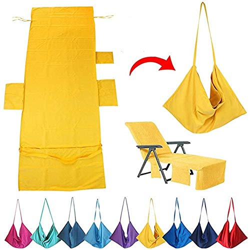 Mikrofaser-Handtuch für Liege, Strandkorb, schnell trocknend, mit Taschen für Camping, Urlaub, Garten von CENY