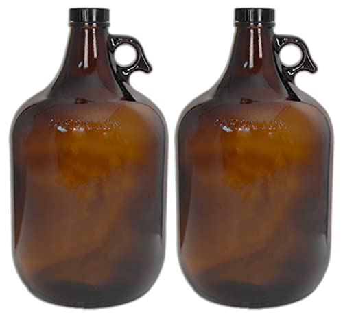 C-Store Packaging 1 Gallon (128oz) Amber Glass Jug With 38mm Cap - Pack of Two, Large von Cenyo