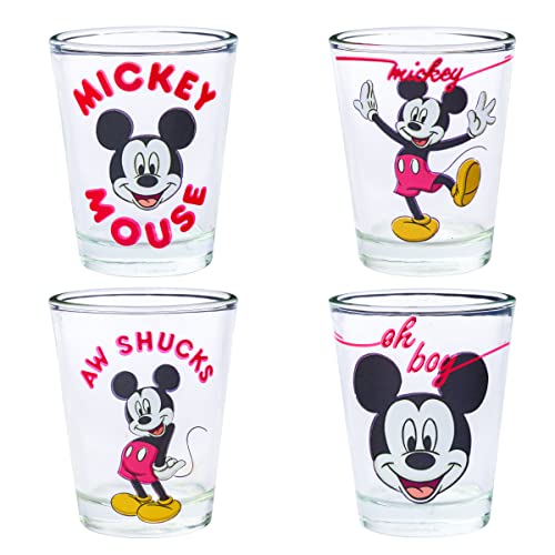 Silver Buffalo Mickey Mouse Classic Text 4-Pack Mini Glass Set, 1.5 Ounces von Silver Buffalo