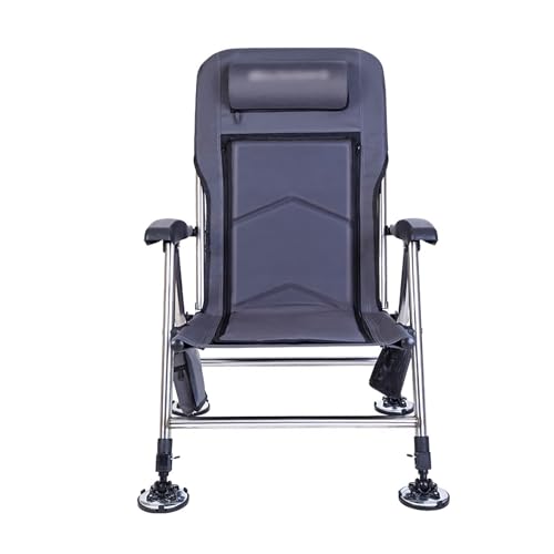 Cenz-888 Angelstühle für Erwachsene Angelstuhl Klapphocker Leichter tragbarer Liegestuhl mit Kissen und anhebbaren Beinen Chaise Lounge Chair for Camping Picknick Campingstühle (Color : Schwarz) von Cenz-888
