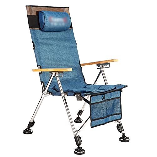 Cenz-888 Angelstühle für Erwachsene Tragbare Folding Camping Stühle Outdoor-Angelstühle Leichte Beach-Chaisel-Lounge for Reiseurlaub mit Taschen Heben Sie Beine Campingstühle (Color : Deep Blue) von Cenz-888