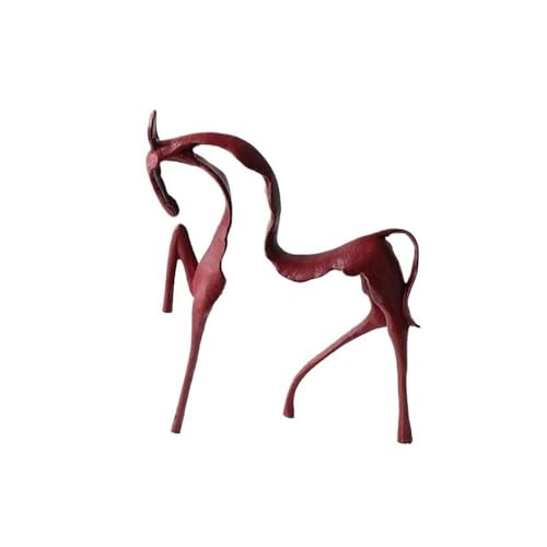 Cenz-888 Desktop-Ornamente Einfache abstrakte Hohle Pferdeskulptur aus Metall, Ornamente, Eingangsdekoration, 27 x 7 33 cm(Red) von Cenz-888
