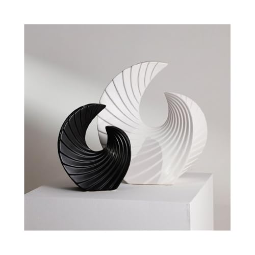 Cenz-888 Desktop-Ornamente Moderne Skulpturen aus Kunstharz, Dekorationsobjekte, Heimdekoration for Wohnzimmer, Büro, Bücherregal, Schreibtisch (Schwarz + Weiß) von Cenz-888