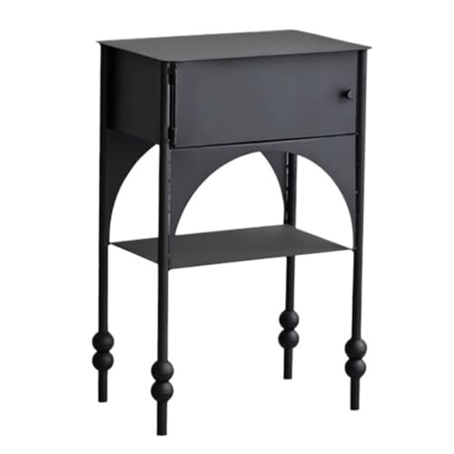 Cenz-888 Kleiner Beistelltisch Schwarzer Retro-Sofa-Beistelltisch, schmaler Seitenschrank, Nachttisch, Freizeit-Kaffeetisch, Schlafzimmer, Balkon von Cenz-888