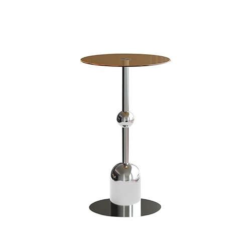 Cenz-888 Kleiner Beistelltisch Sofa-Beistelltisch aus Glas, moderner und minimalistischer Ecktisch, Kleiner runder Tisch, verspiegeltes Teeregal(Bruin) von Cenz-888
