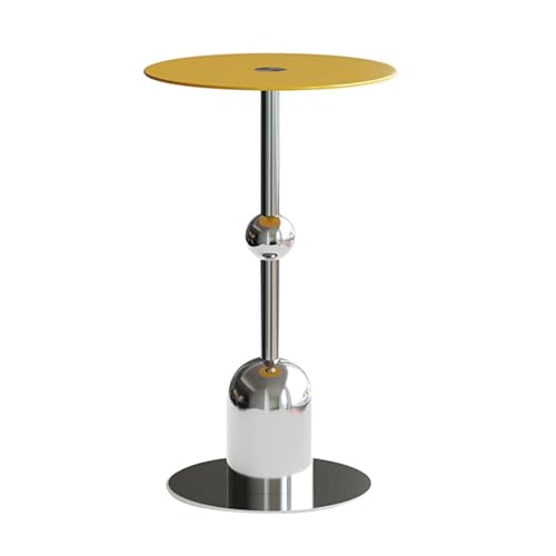 Cenz-888 Kleiner Beistelltisch Sofa-Beistelltisch aus Glas, moderner und minimalistischer Ecktisch, Kleiner runder Tisch, verspiegeltes Teeregal(Yellow) von Cenz-888