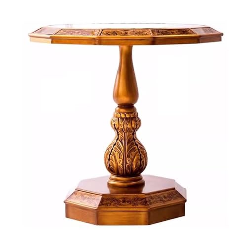 Cenz-888 Kleiner Beistelltisch Vintage Landhausstil Beistelltisch Handgemalte Kunst Römische Säule Schnitzereien Zwölfeckiger Kaffee Sofa Akzent von Cenz-888