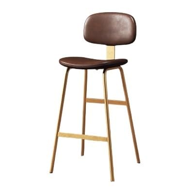 Cenz-888 Moderne Barhocker Braune Rückenlehne Hoher Hocker Eisen Restaurant Bar Hochstuhl Gold Stuhlbeine für Kücheninsel von Cenz-888