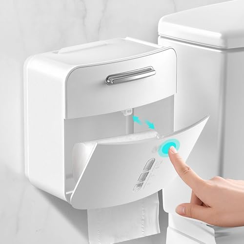 Cenz-888 Taschentuchbox-Abdeckung An der Wand montierte Taschentuchbox mit Plattform und Schublade for Taschentuchhalter auf der Arbeitsplatte zu Hause Dekorativer Organizer(Weiß) von Cenz-888